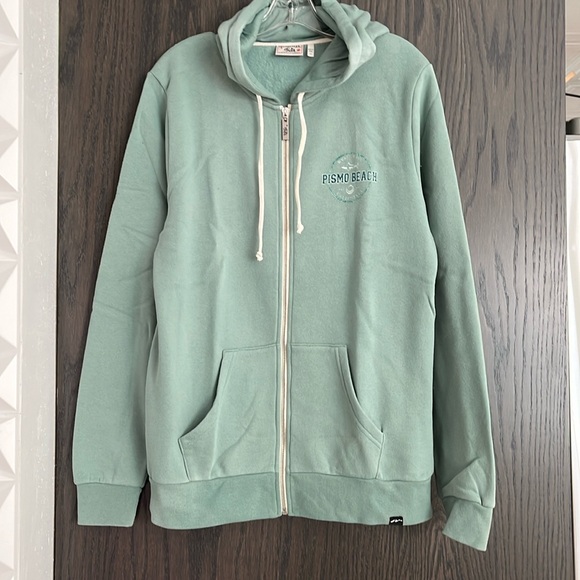 NWT large zip hoodie jacket- Pismo Beach Cali logo front & back - Picture 1 of 6